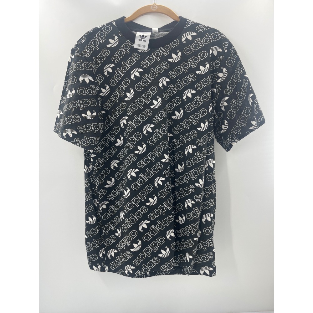 Adidas Originals Mens Monogram Tee Black White Trefoil Logo Shirt DH2750 NEW
